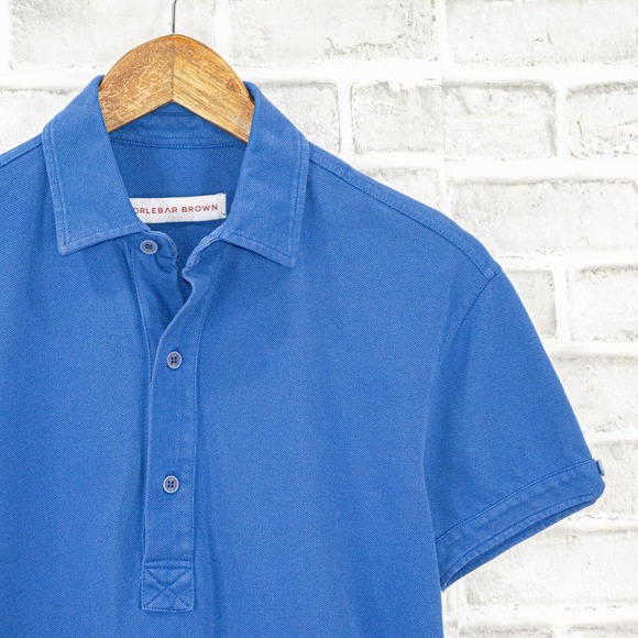 ORLEBAR BROWN  Short Sleeve Polo Shirt in Blue Cotton Men'sSize Small - Picture 5 of 9
